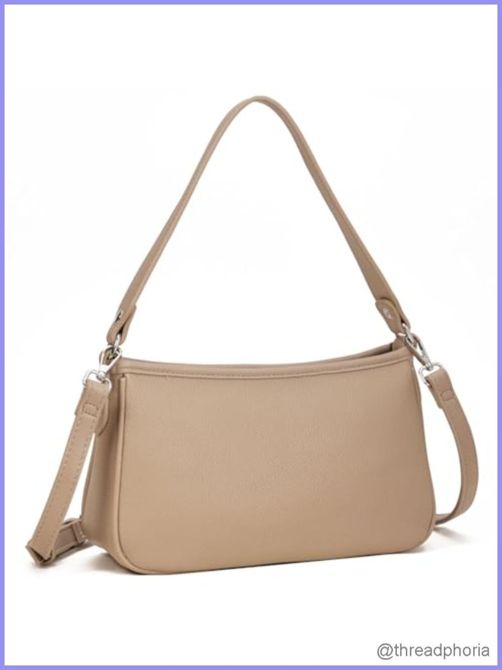 Small Vegan Leather Crossbody Hobo Handbag with Detachable Straps